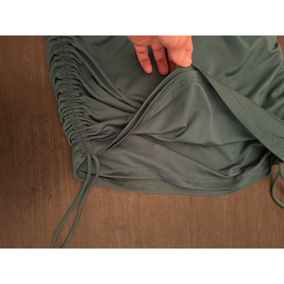 Superdown Dress Green Cory Ruched Sides Crewneck Small Bodycon Midi - Picture 8 of 8